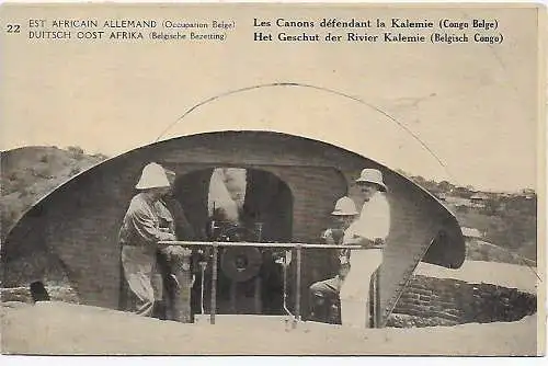 Carte visuelle du Congo belge, Instrumentation DOA, 1920: Les Canons defant la Kalemie