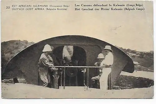 Ansichtskarte Belgisch Kongo, Besetzung DOA, 1920 Les Canons défant la Kalemie