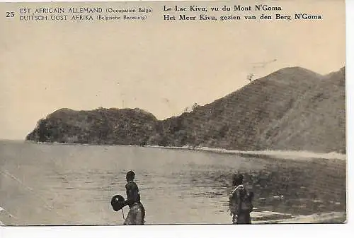 Carte visuelle Congo belge, occupation DOA, 1920: Le Lac Kivu, Mont N'Goma