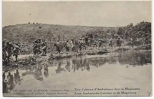 Ansichtskarte Belgisch Kongo, Besetzung DOA, 1920: Une Colonne d' Almbulance
