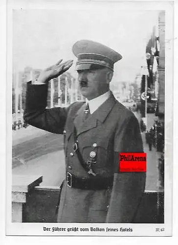 Ansichtskarte Reichsparteitag 1938, Nürnberg: Führer grüßt vom Balkon