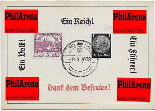 carte privée spéciale décorative Teplitz Schönau, 9.10.38