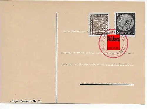Schreckenstein Tampon spécial 1938 sur carte postale, blanc
