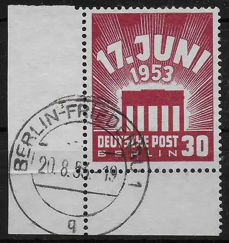 Berlin: Min. 111, Eckrand E3, préplié, 1953