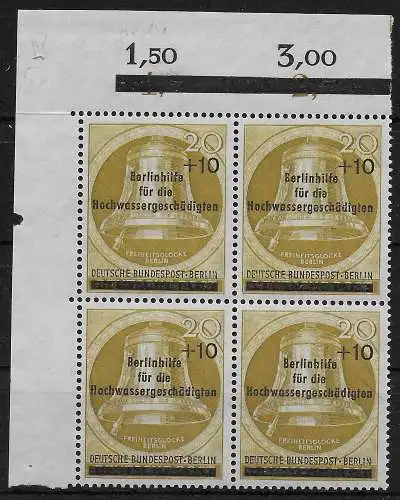 Berlin: MiNr. 155 I, Eckrand Viererblock, ** postfrisch