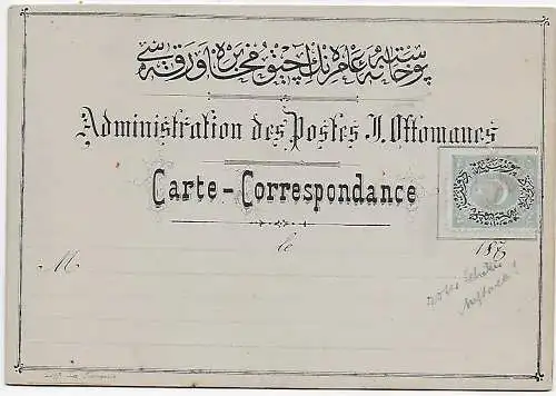 Türkei: Carte-Correspondance, Administration des Postes