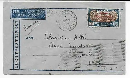 Luftpost Neukaledonien Noumea 1936 nach Toulon