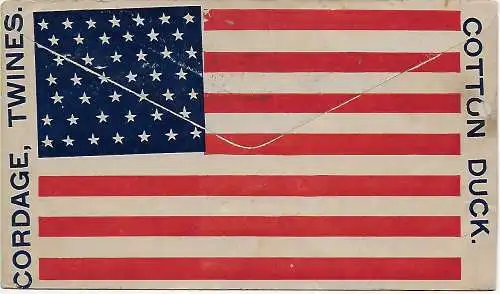 USA mit rückseitiger Flagge, Lion Mills - Löwe - Philatelphia/PA 1898