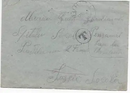Brief von Buzau nach Iasi, 1916, Taxe