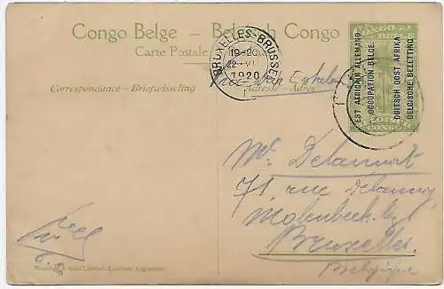 Carte visuelle Congo belge Instrumentation DOA 1920 Kigoma Vers la Kagera
