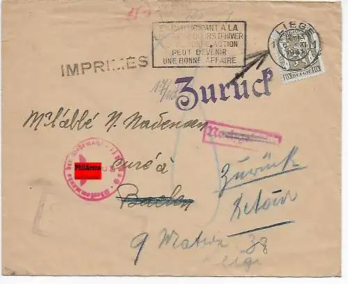 Brief Drucksache Liege und zurück, OKW Zensurstempel 1941