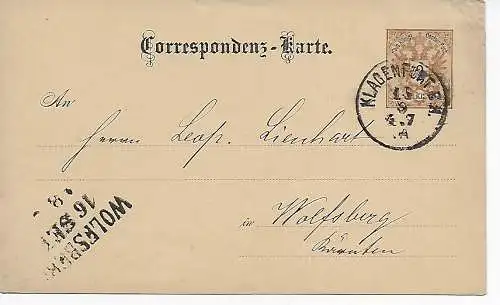Postkarte Klagenfurt nach Wolfsberg 1863