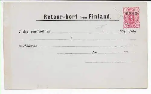 blanko Retour-Kort Finland - Specimen