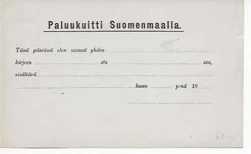 blanko Retour-Kort Finland - Specimen