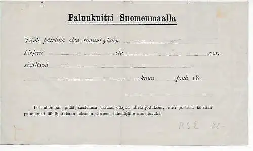 blanko Retour-Recepisse Finland