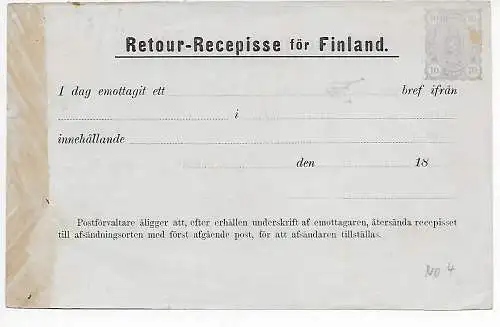 Retour-Recepisse för Finland, No 4