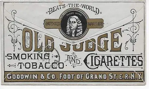 Old Judge, New York 1887 to Dresden, dekorative Rückseite
