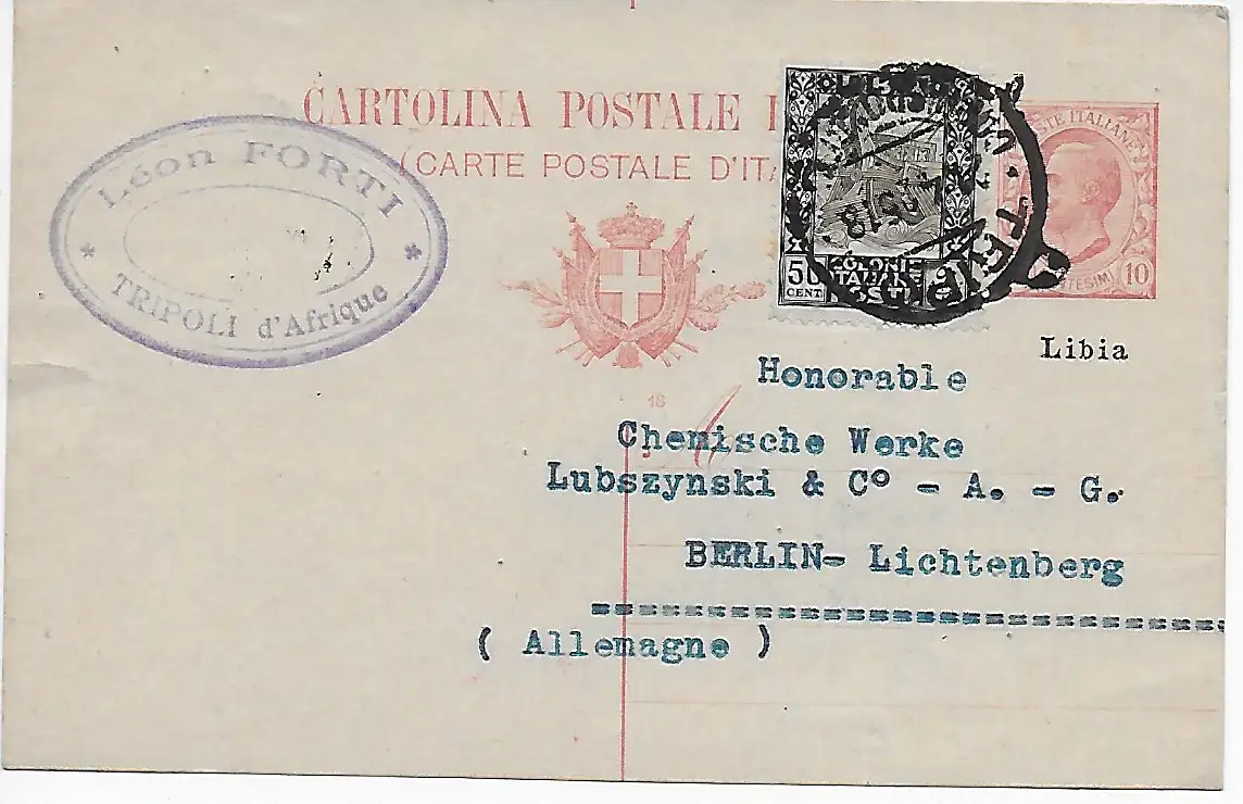 Cartolina Postale Tripoli à Berlin en 1925 - Œuvres chimiques