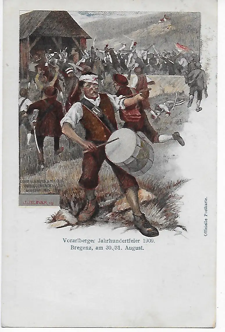 Carte postale officielle de Bregenz, célébration du siècle 1909
