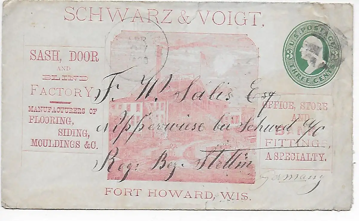 privat bedruckter Umschlag: Fort Howard, Wis 1880