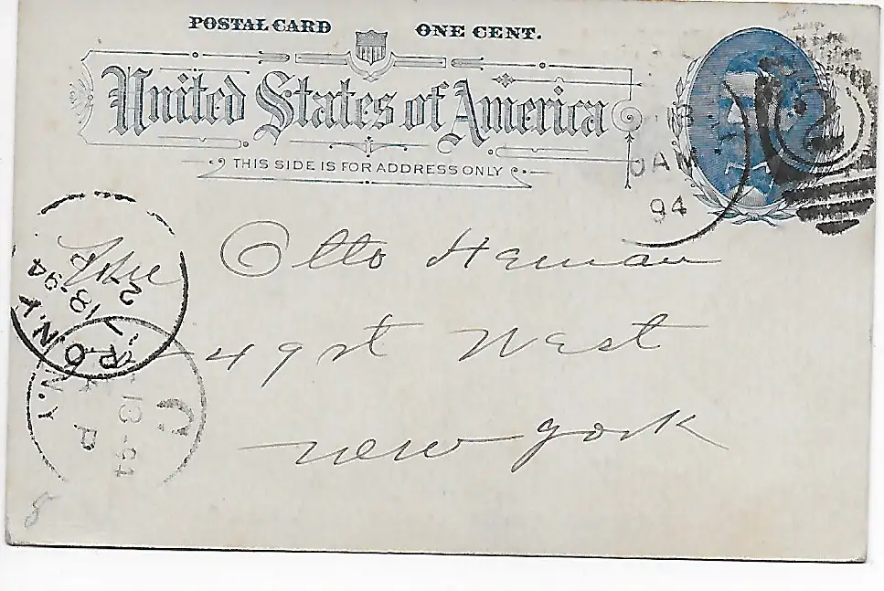 Hotel Isleworth, Atlantic City N.J. -Postkarte 1894 nach New York
