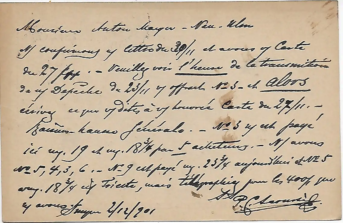 1901 nach Neu-Ulm, Levante