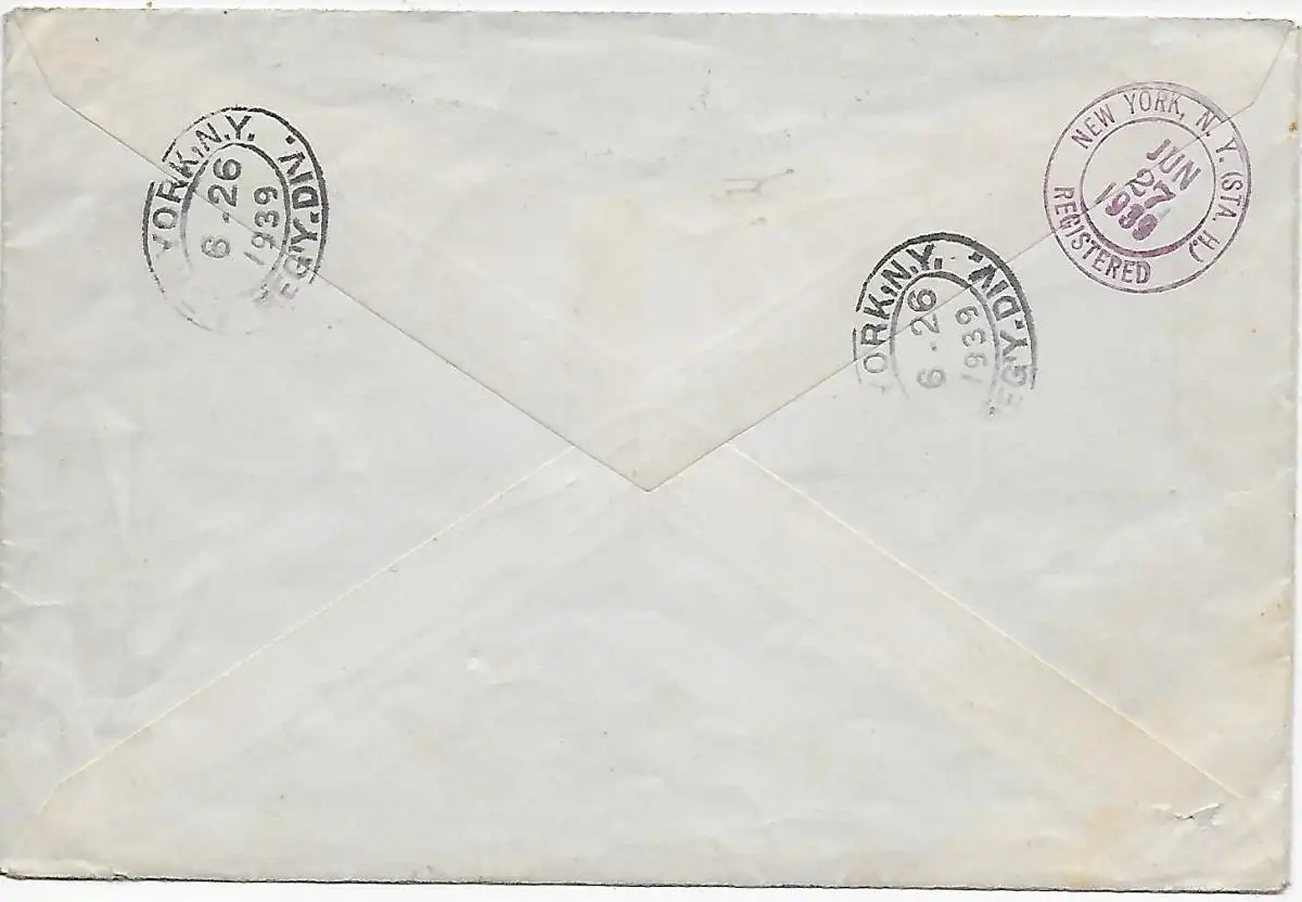 Lettre recommandé au Vatican pour New York, 1939