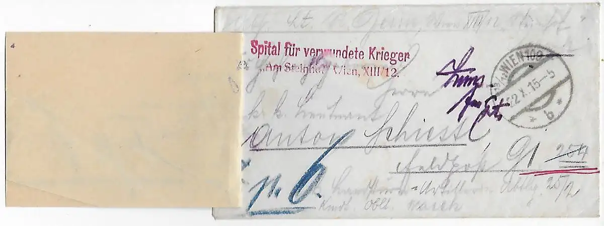 KuK Feldpost, Wien 1915, Spital für verwundete Krieger