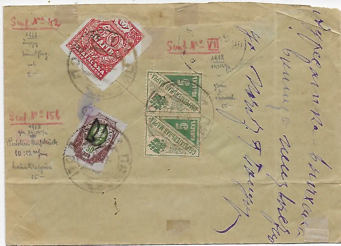 Lettre de 1918 d'Ukraine. .