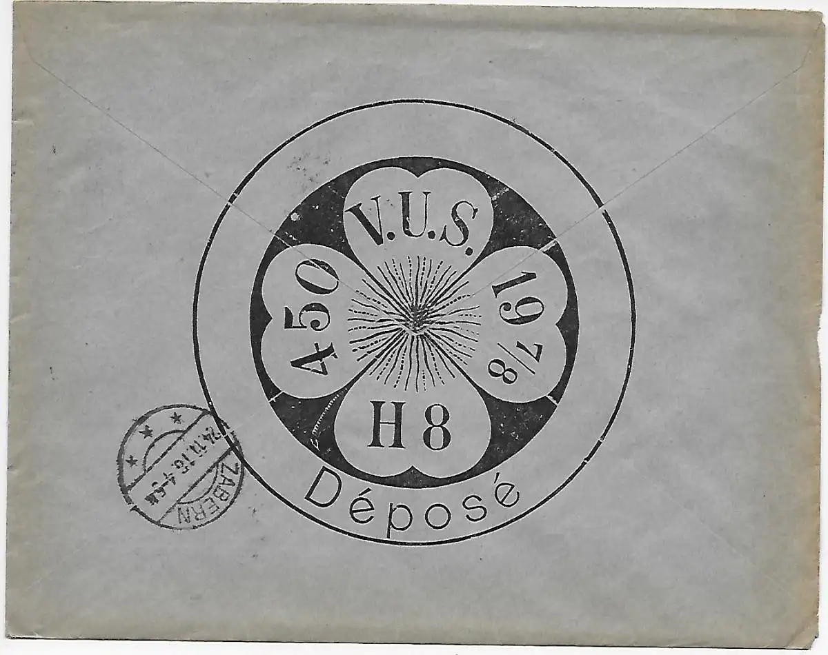 Einschreiben Straßburg Elsaß Uhrglasfabrik nach Zabern, 1916, Zensur