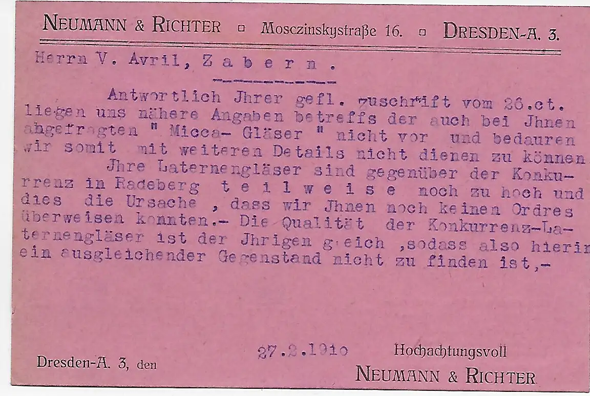 Carte postale 1910 paragraphes en caoutchouc Dresde après Zabern