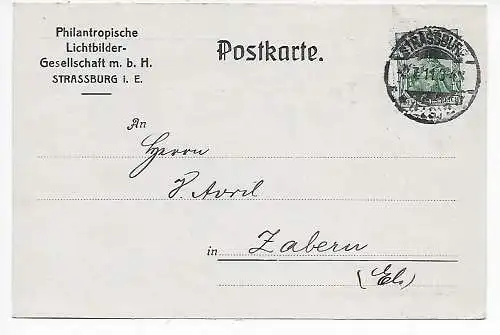 Philatropische Lichtbilder, 1911 Straßburg nach Zabern