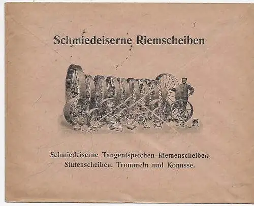 Gebweiler 1913 nach Zabern/Els. Rückseite Schmieeiserne Riemscheiben