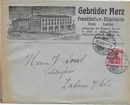 Frankfurt-Rödelheim 1913, Lieferant der Armee und Marine nach Zabern