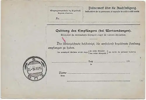 Paketkarte Leipzig nach Zug/CH - Eindruck, 11.8.1916,  Beschaufrei, über Lindau