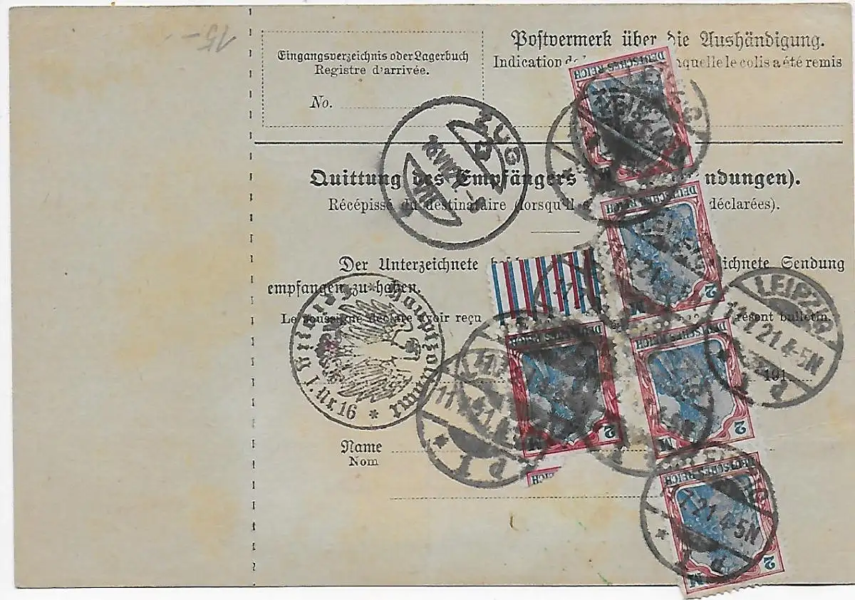 Paketkarte Leipzig, Zollamtlich geprüft nach Zug, 1921