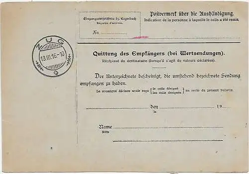 Carte de colis Librairie Leipzig après le train 1916 sur Lindau, sans badge