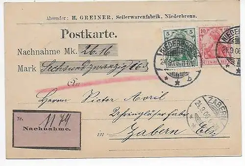 Carte postale Niederbronn, Seilerwarenfabrik vers Zabern en 1906