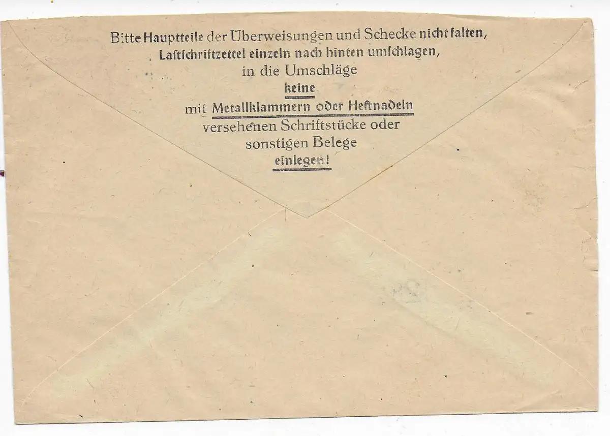 Lettre de chèques postaux Nuremberg 1948.