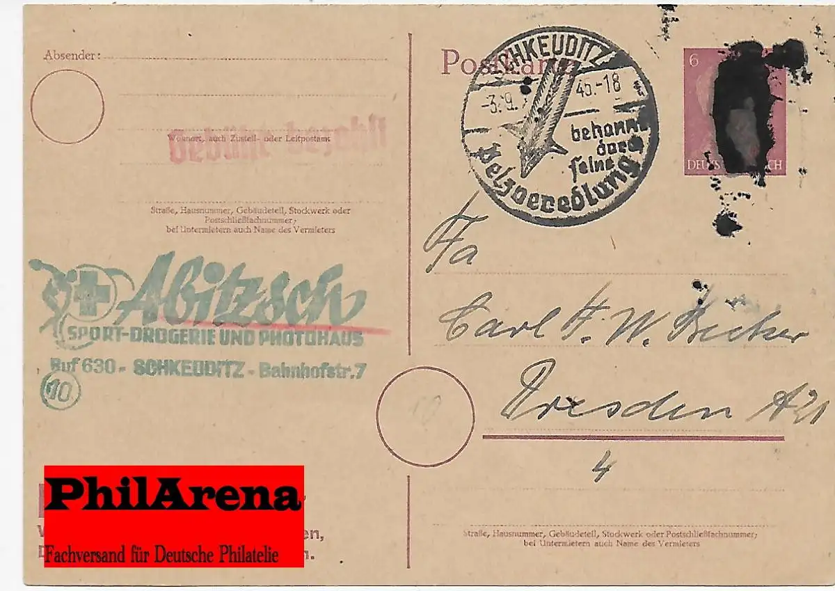 Schkeuditz 3.9.45, Pelzveredelung nach Dresden