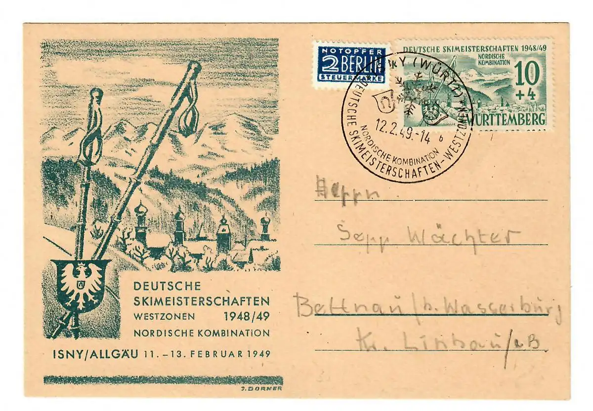 Isny/Allgäu 1949, nordische Kombination Skimeisterschaften nach Bettnau