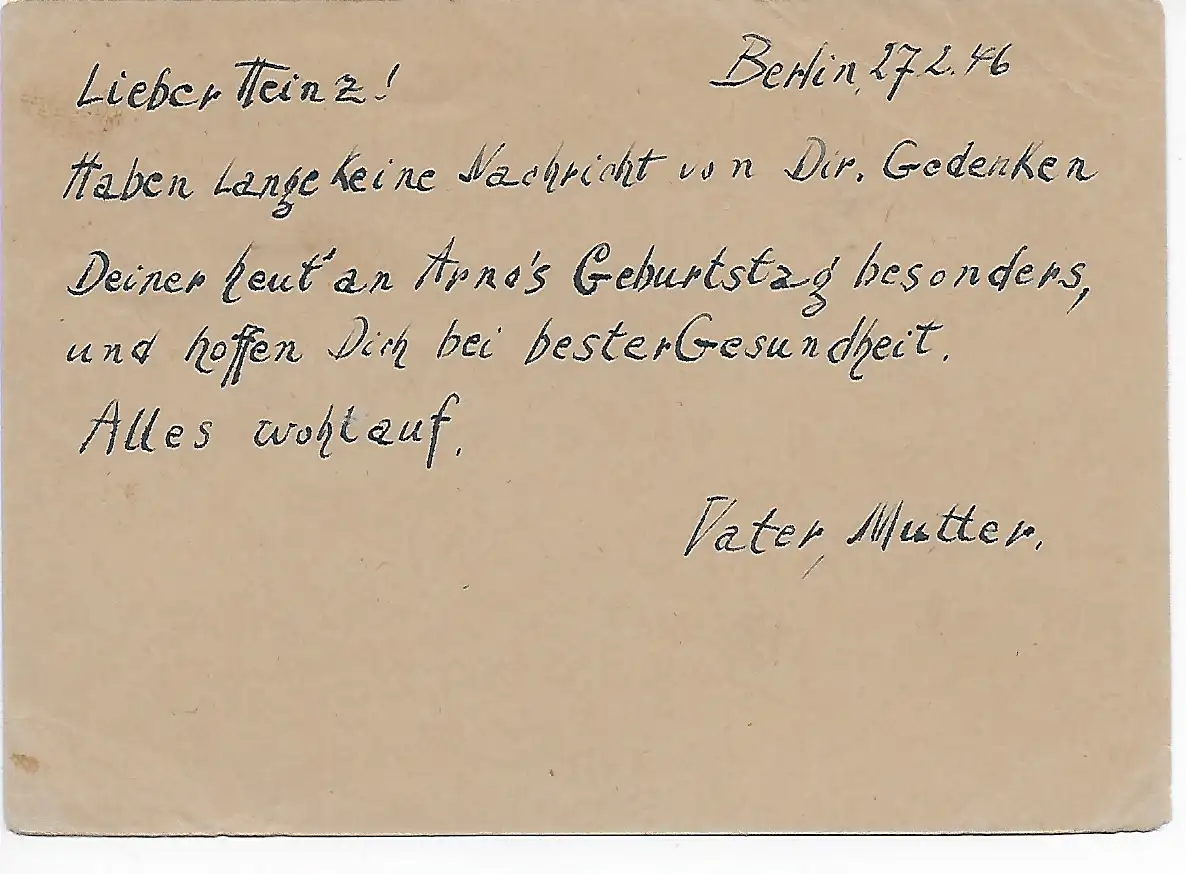 Ganzsache Berlin, Laasphe, 1946 nach Napoli/Italien: Kgf, POW: Return to sender