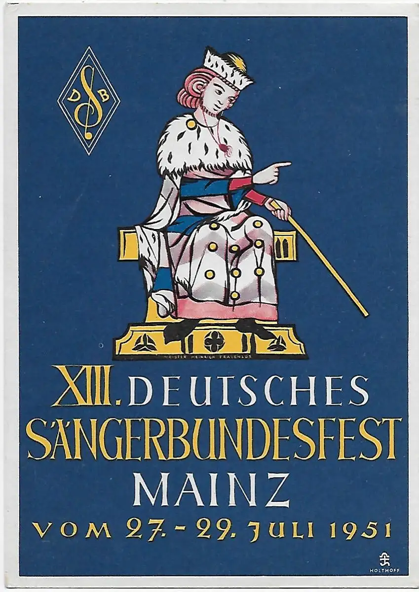 Carte spéciale XIII. Deutsches Kingerbundfest, Mayence 1951, entier
