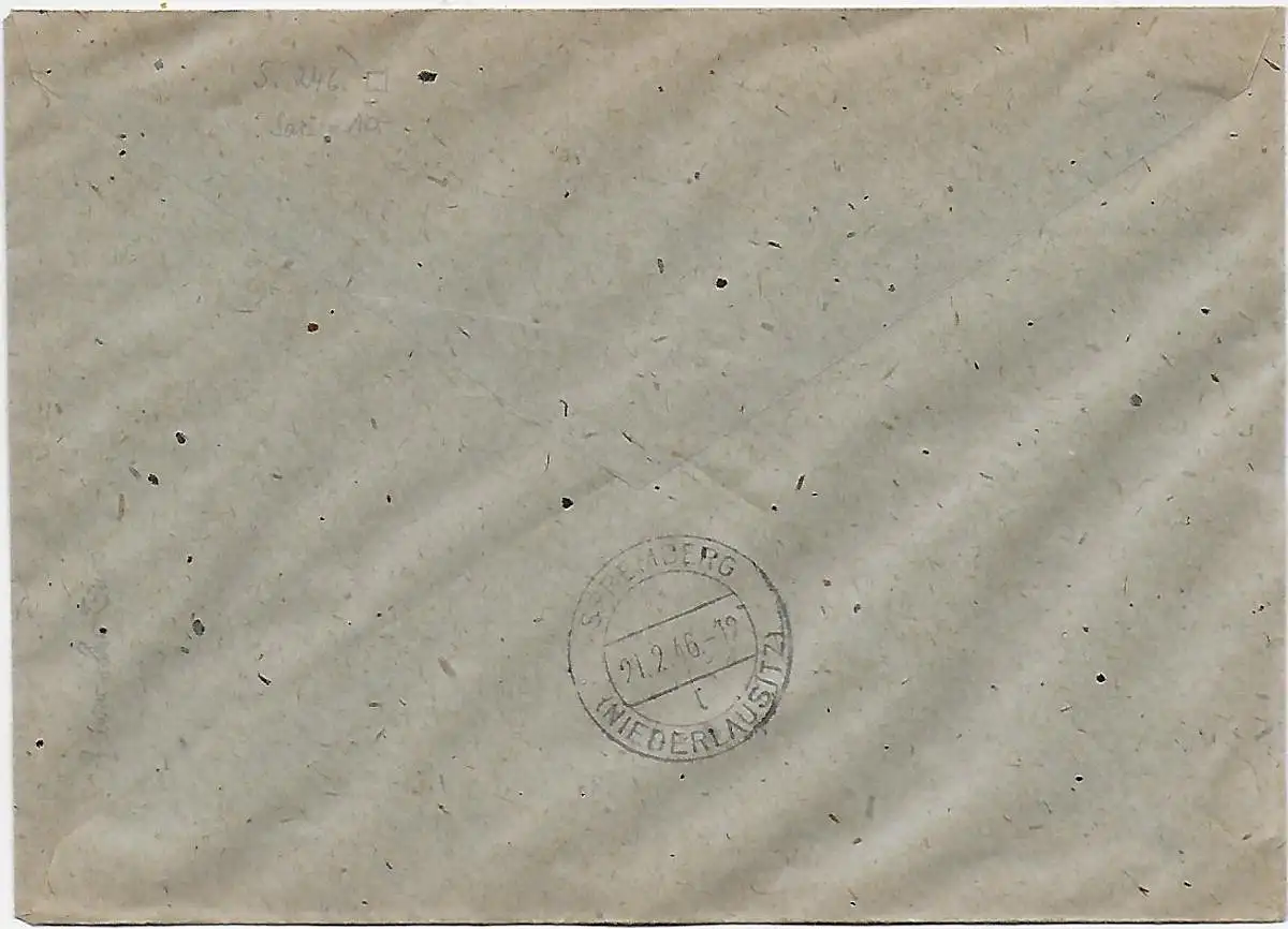 Spremberg 1946 als Einschreiben, Satzbrief