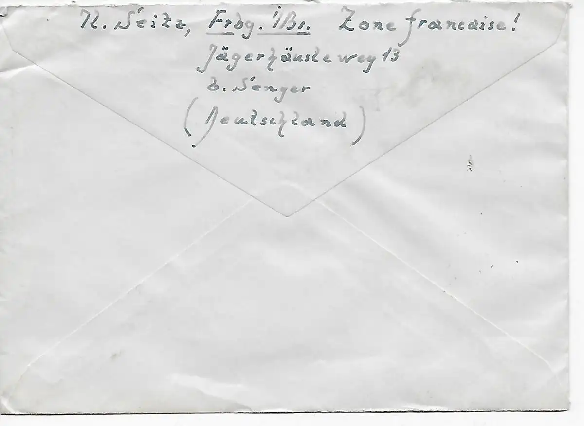 Brief mit Block 1, Freiburg nach Ermatingen/Thurgau/CH 1949