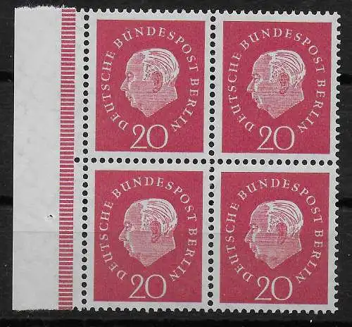 Berlin: MiNr. 184v, postfrisch, ** Rand-Viererblock