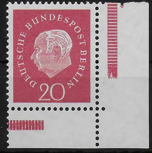 Berlin: Min. 184v, Eckrand E3, frais de port **