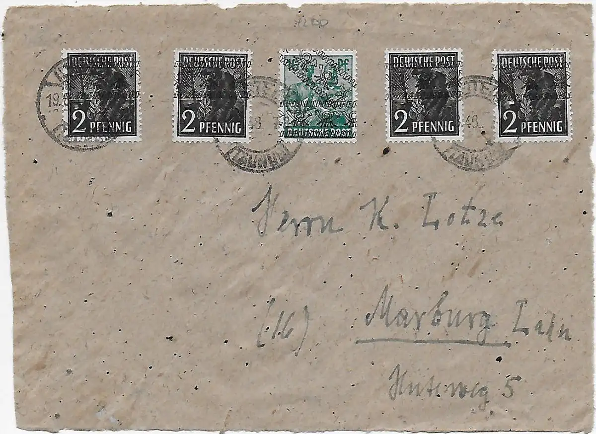 Avant: 1948 vers Marburg, numéro 42 DD, oblique