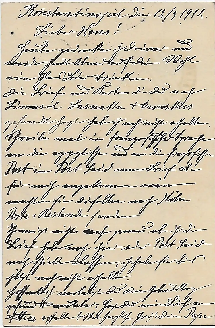 Russische Ganzsache aus Constantinople 1912 in die Levante - Cairo/Alexandria