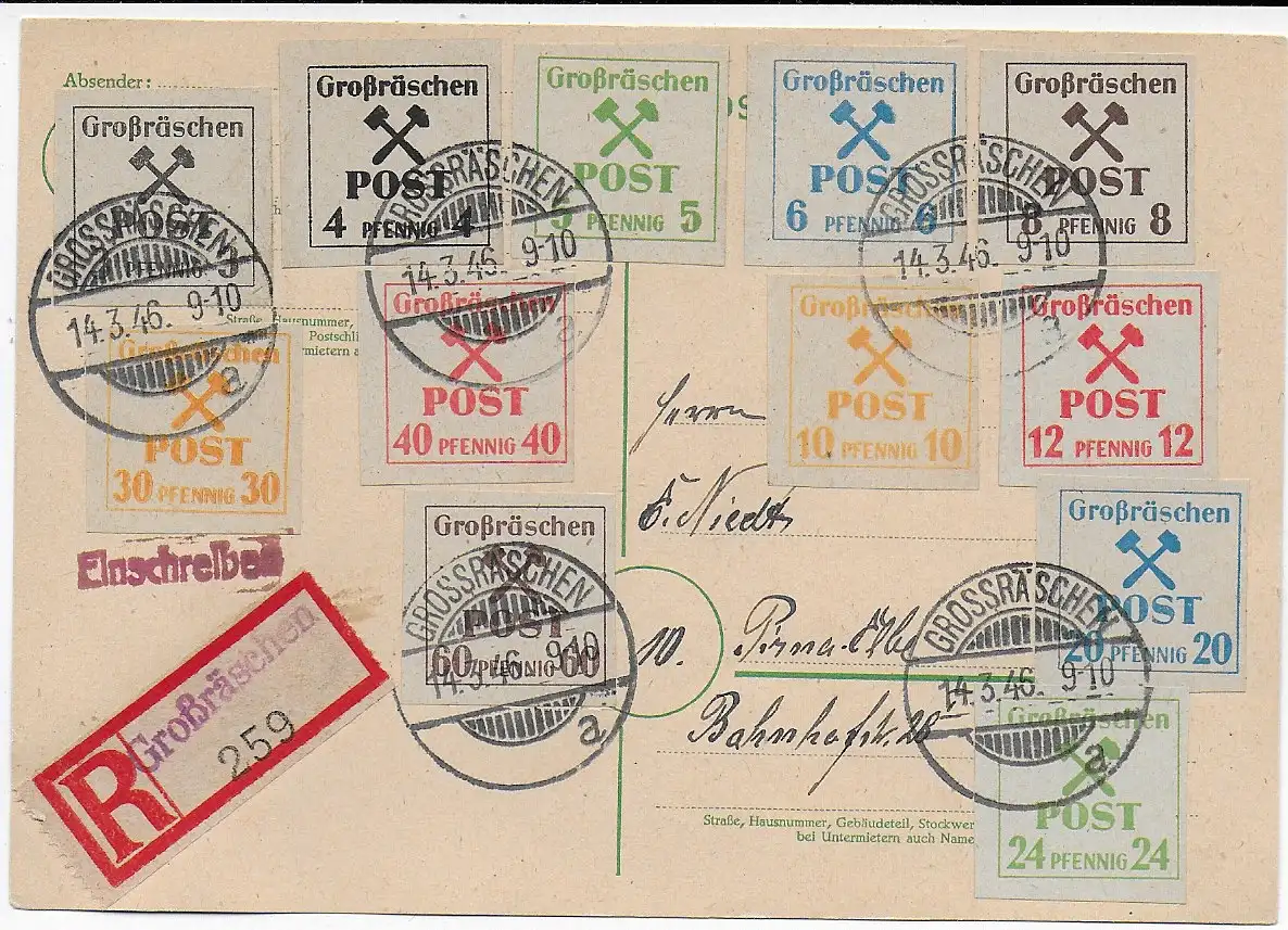 Carte postale Inscription 1946 Grosseresse